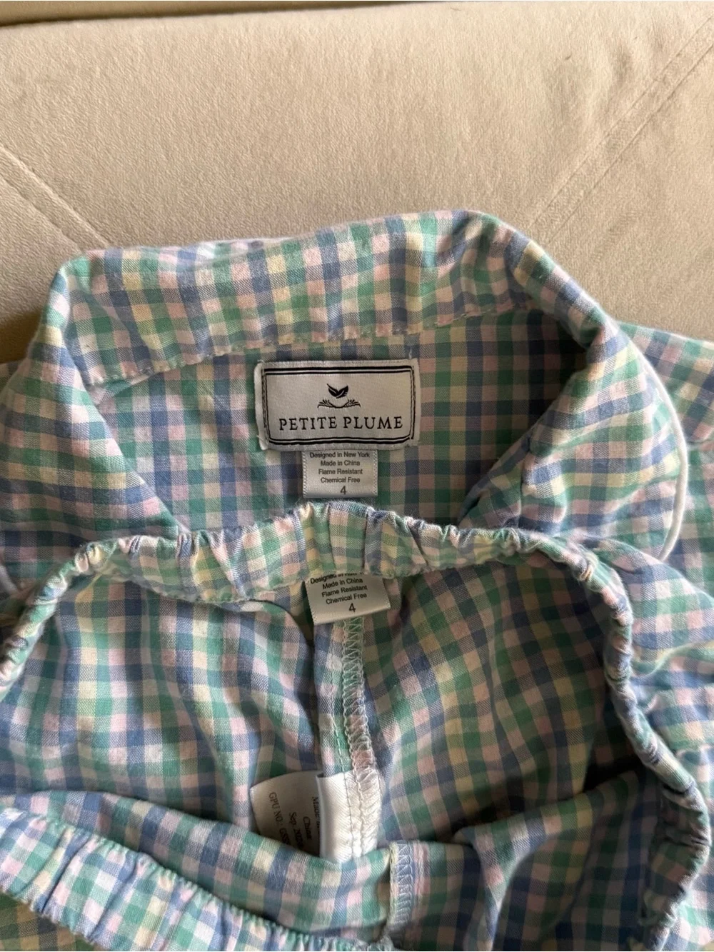 Petite Plume Pastel Gingham Short Pajama Set